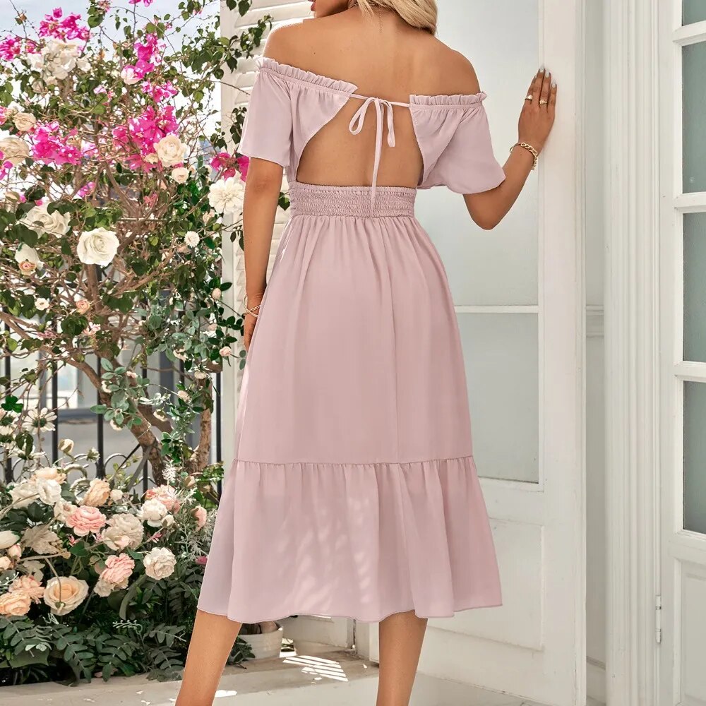 Open Back Tie Casual Dress