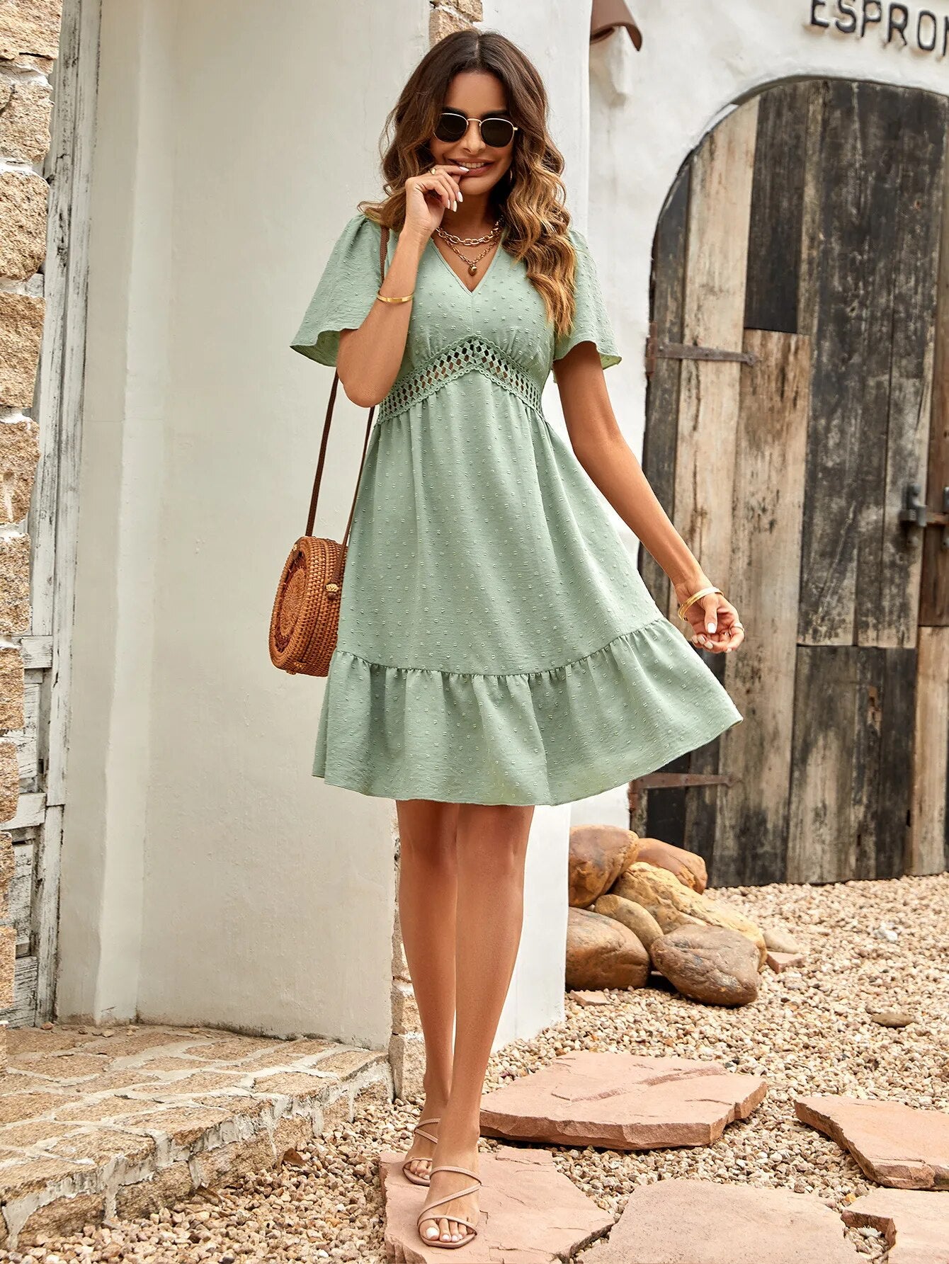 Lotus Leaf Sleeve Dress