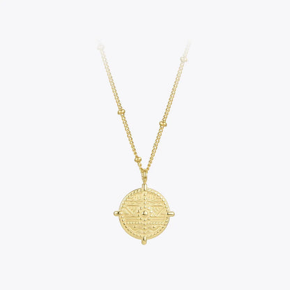 Coin Pattern Pendant Necklace – Classic Charm with a Modern Twist