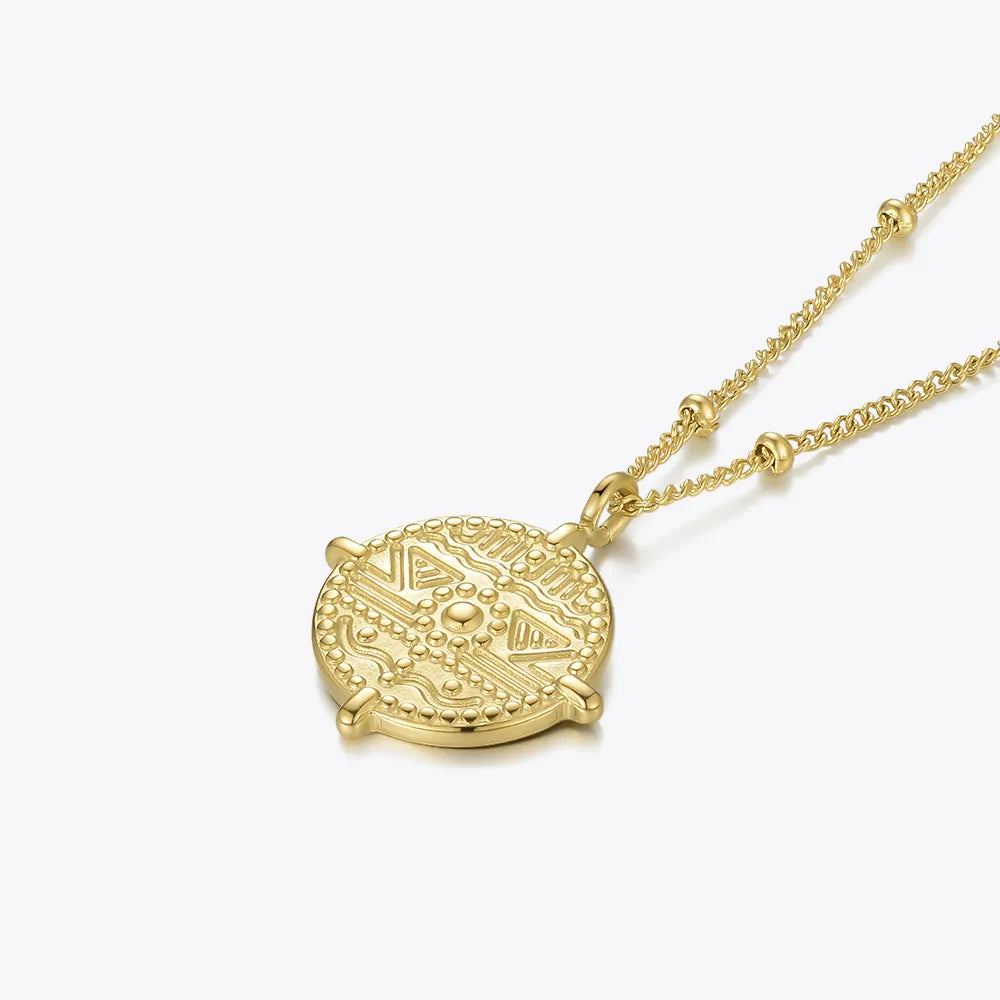 Coin Pattern Pendant Necklace – Classic Charm with a Modern Twist