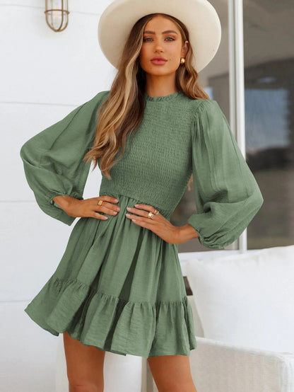 Round Neck Pleated Dress