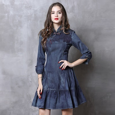 Boho Autumn Denim Dress – Chic & Versatile Style