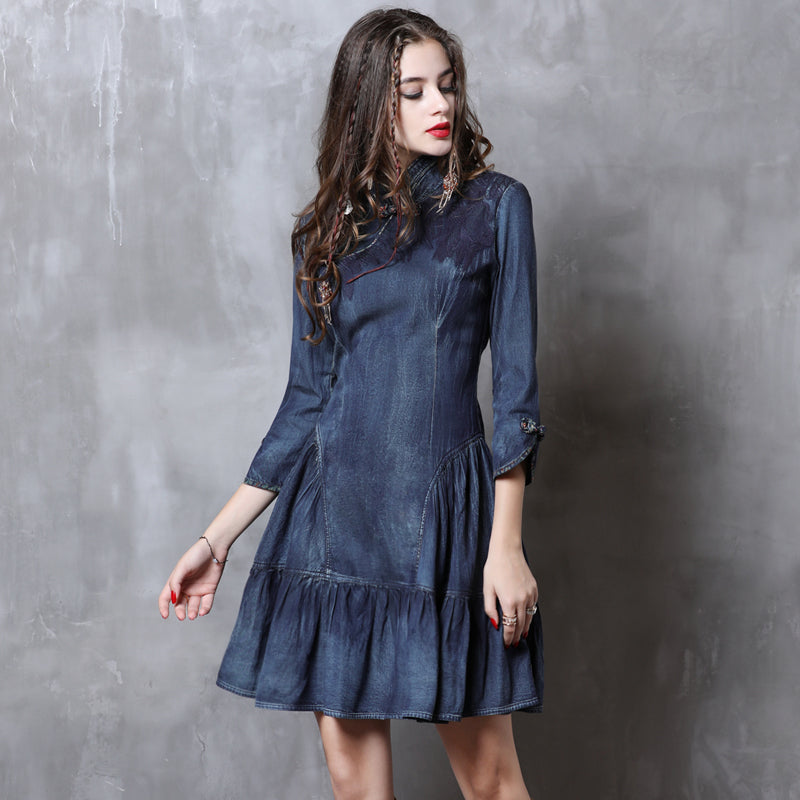 Boho Autumn Denim Dress – Chic & Versatile Style