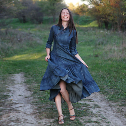 Timeless A-Line Blue Denim Dress – Effortless Style for Every Occasion