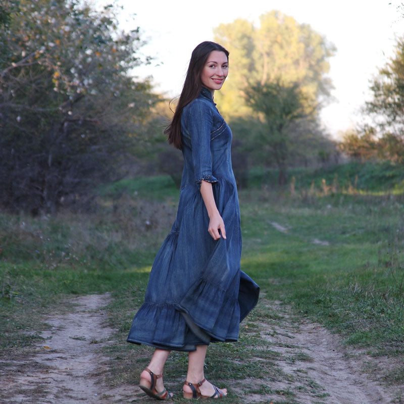 Timeless A-Line Blue Denim Dress – Effortless Style for Every Occasion