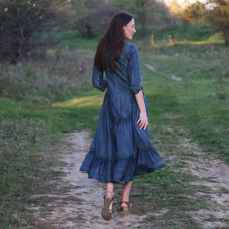 Timeless A-Line Blue Denim Dress – Effortless Style for Every Occasion