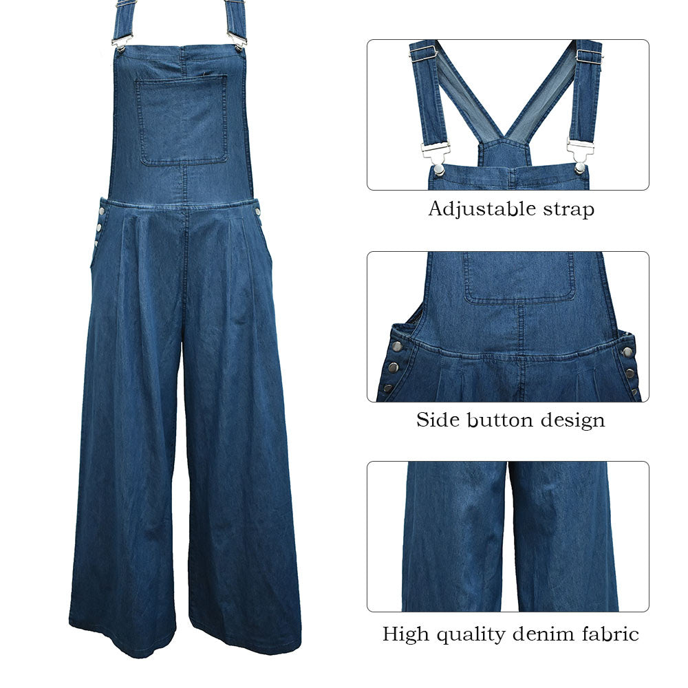 Wide Leg Denim Overalls