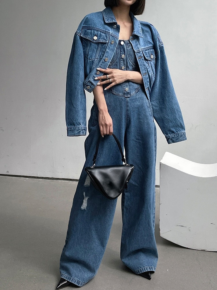 Denim Strapless Jumpsuit