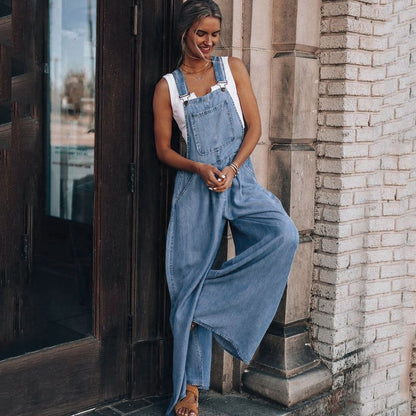 Wide Leg Denim Overalls